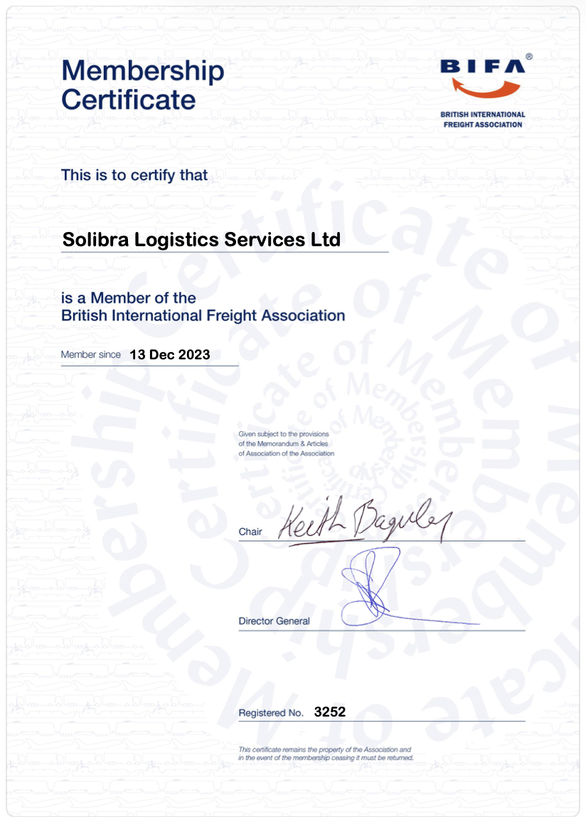 BIFA Membership Certificate